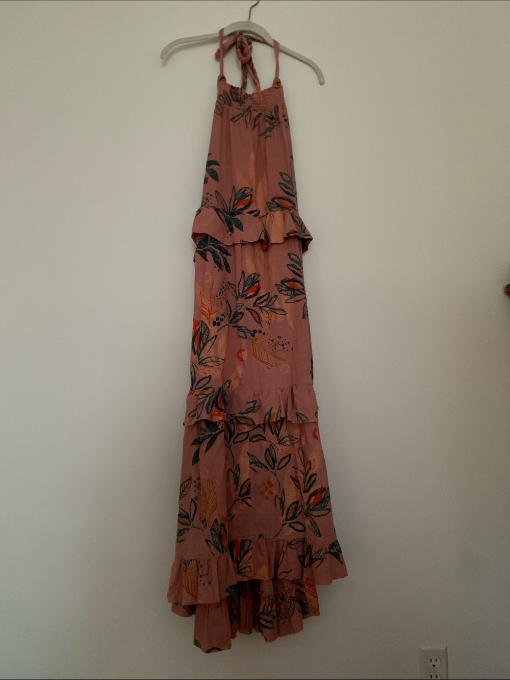 Free People Boho Floral Tiered Maxi Dress in Dusty Rose